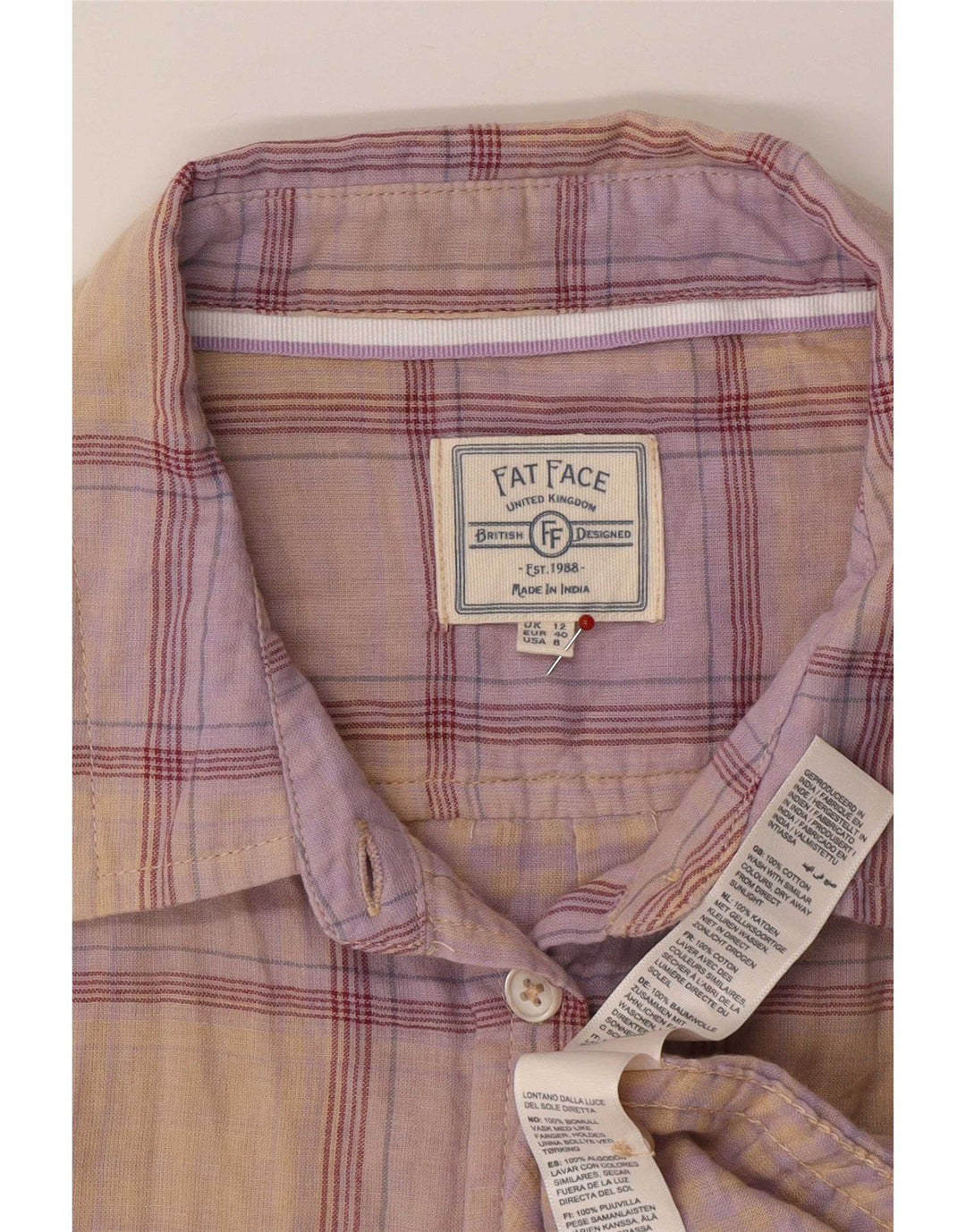 Camicia da donna Fat Face UK 12 Cotone a quadri multicolore medio