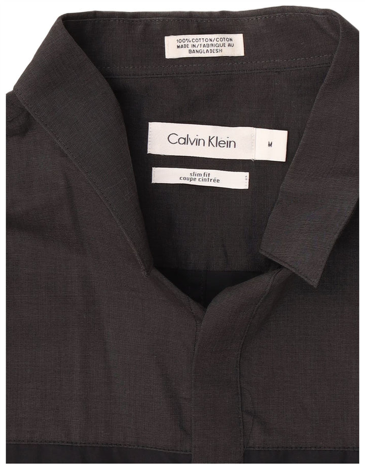 Calvin Klein Herre Slim Fit skjorte Medium Sort Colourblock Bomuld