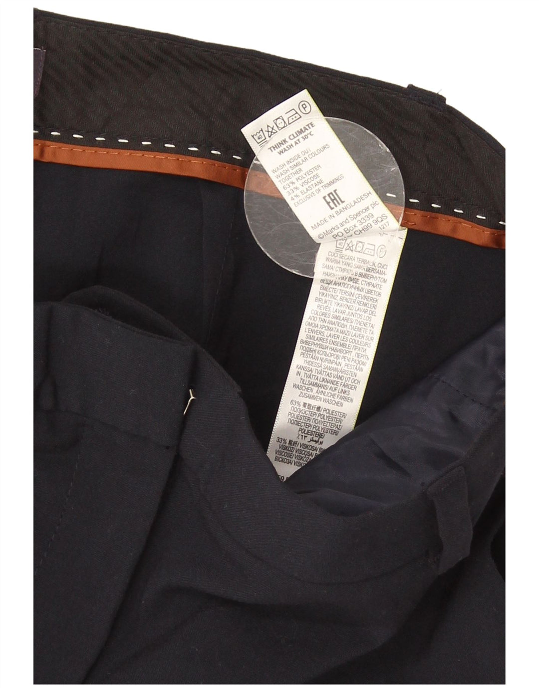 Marks & Spencer Womens Chino Trousers UK 12 Medium W32 L29 Navy Blue