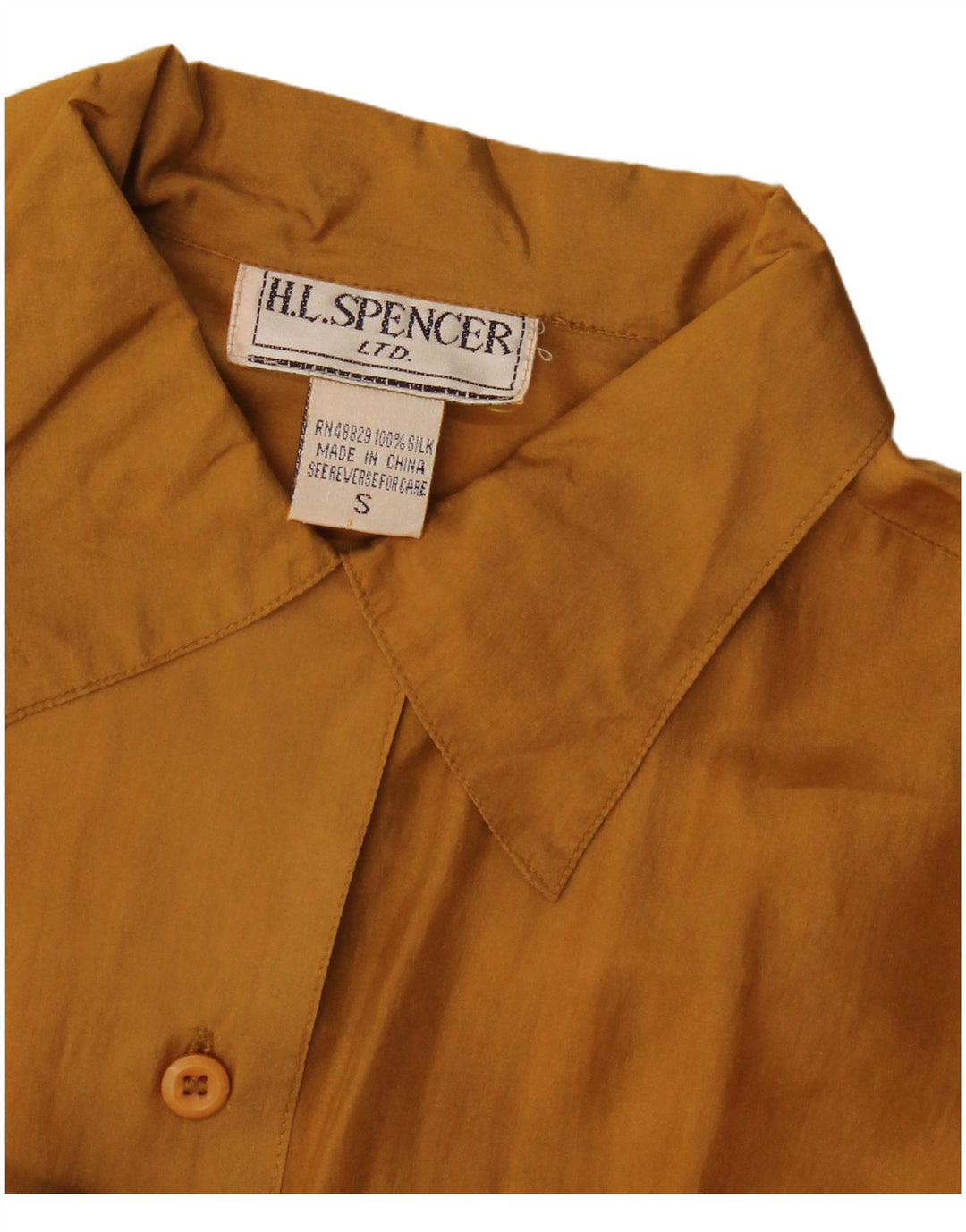 H.L.Spencer Womens Oversized Longline Shirt UK 10 Small Yellow Silk