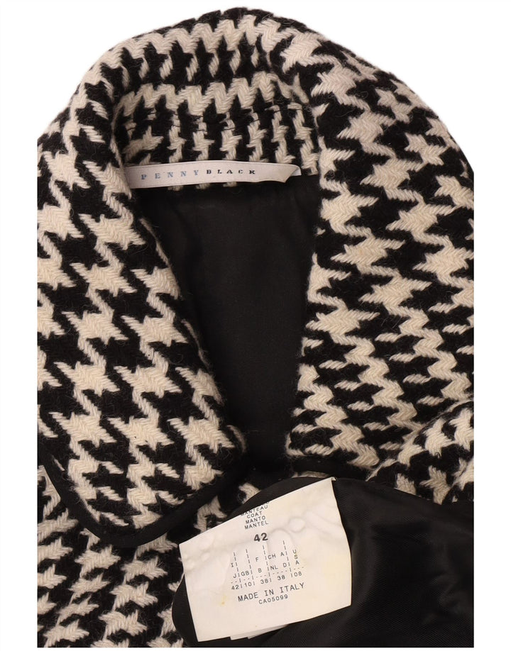 Penny Black Womens Oversized Overcoat UK 10 Small Black Houndstooth Wool