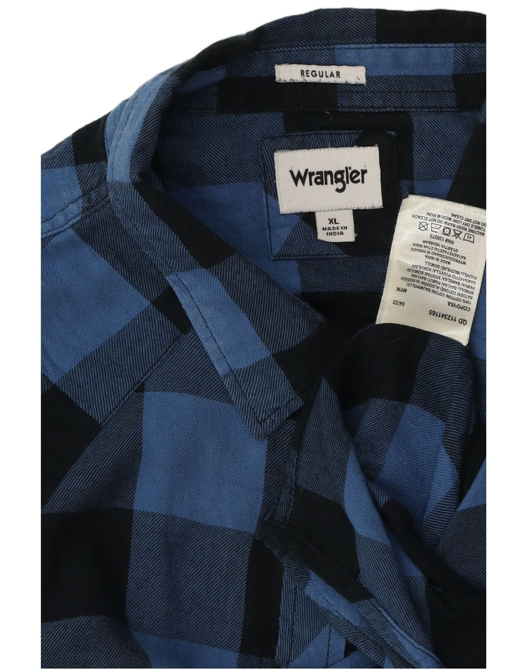 Wrangler Mens Regular Fit Flannel Shirt XL Blue Gingham Cotton