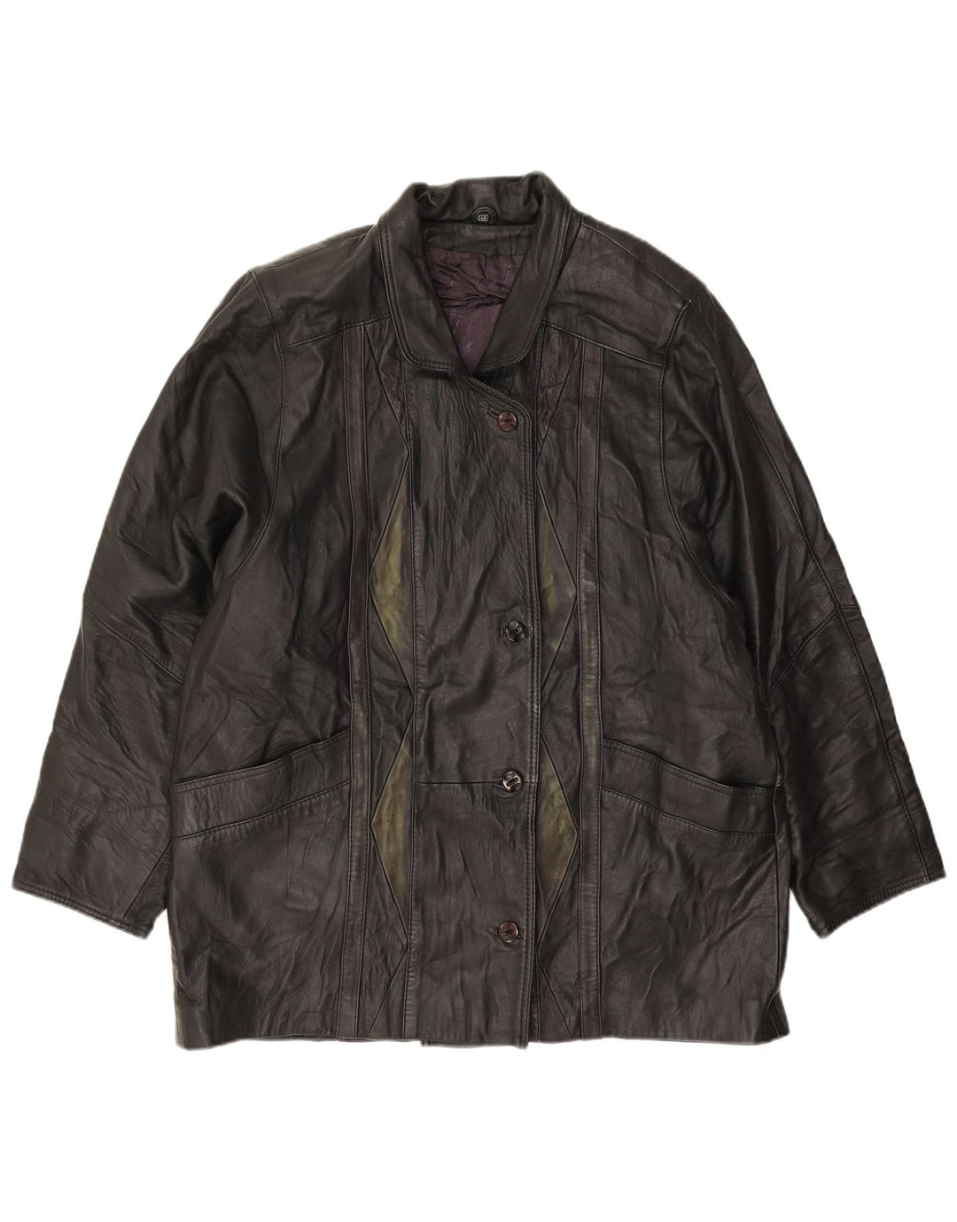 Vintage Damen Loose Fit Lederjacke EU 46 XL Schwarzes Leder