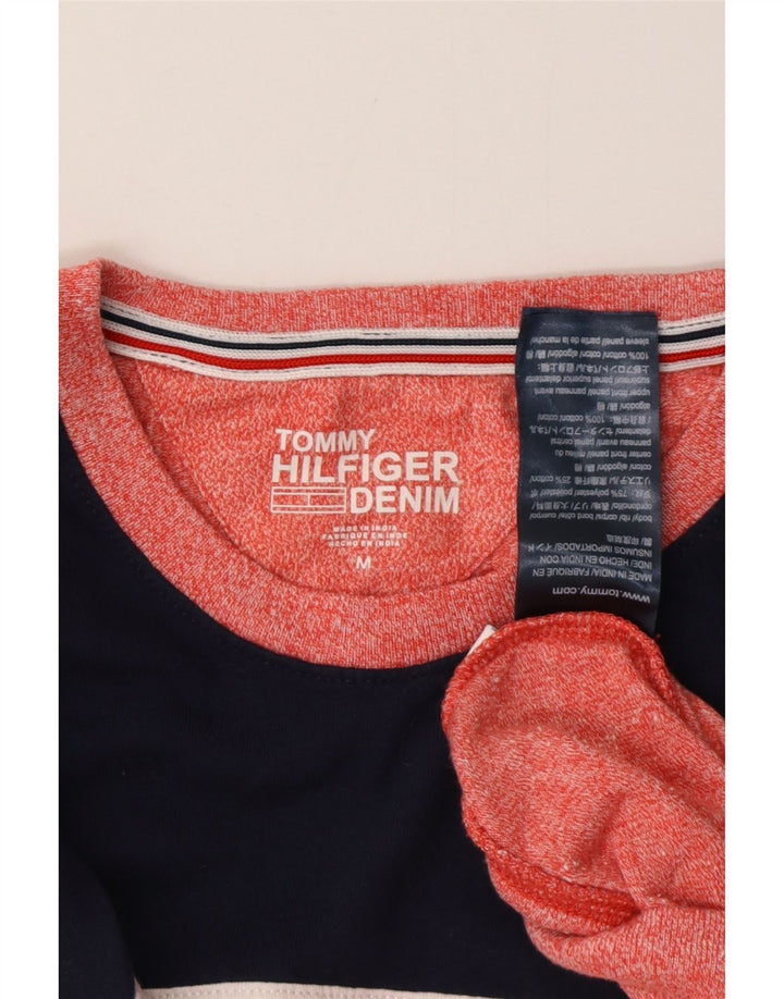 TOMMY HILFIGER Womens Sweatshirt Jumper UK 14 Medium Red Colourblock