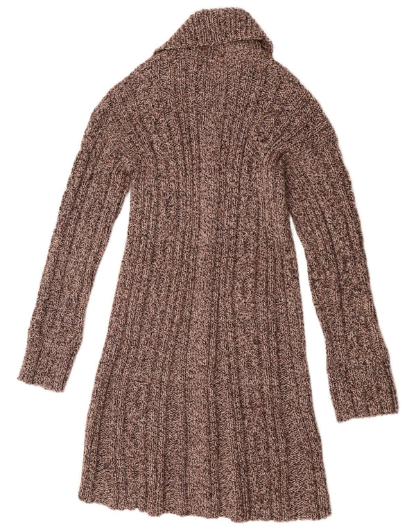 Sweter damski o przedłużonym kroju w stylu vintage, UK 14, średni brąz