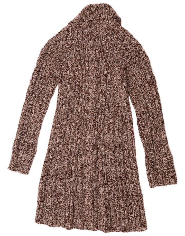 Vintage Womens Longline Cardigan Sweater UK 14 Medium Brown