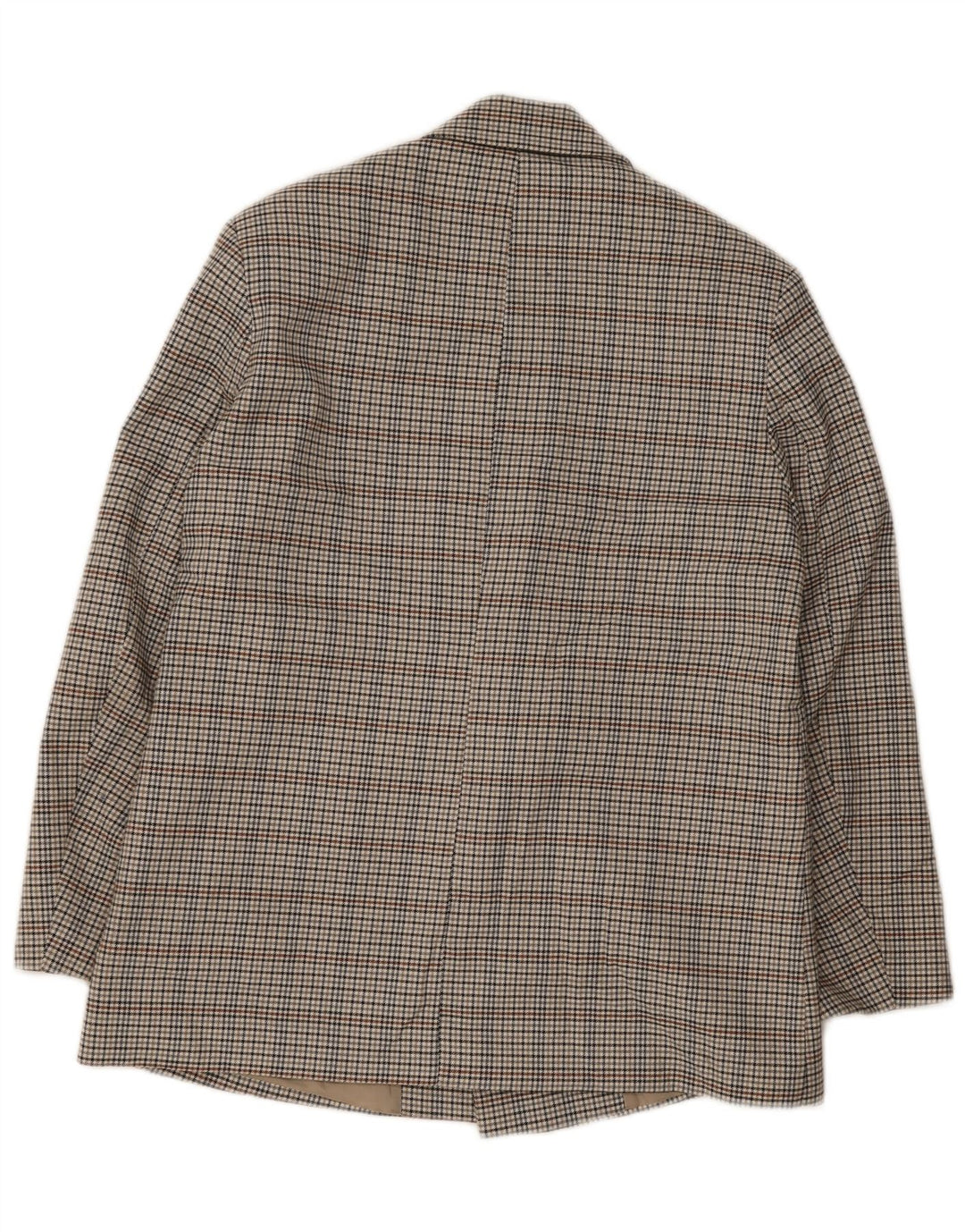 Jaqueta blazer masculina Zara com peito duplo UK 38 poliéster xadrez cinza médio