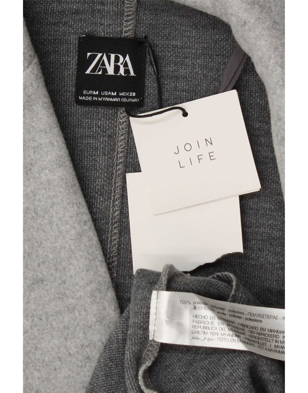 Zara Womens Open Overcoat UK 14 Mittelgraues Polyester
