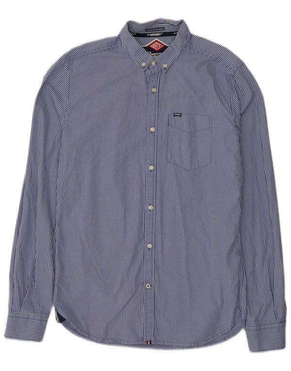 Superdry Mens Shirt Medium Blue Pinstripe Cotton
