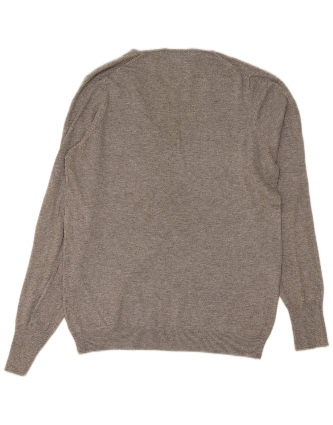 Zara Mens V-Neck Jumper Sweater Large Grey