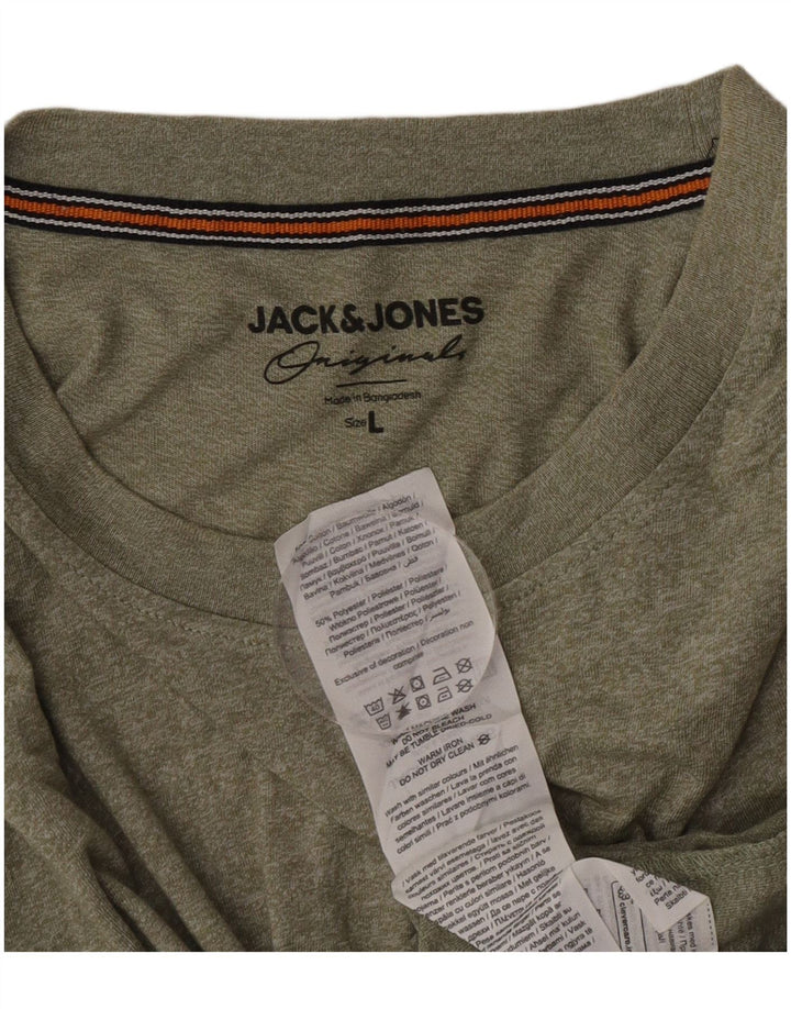 Jack & Jones Mens T-Shirt Top Large Khaki Cotton
