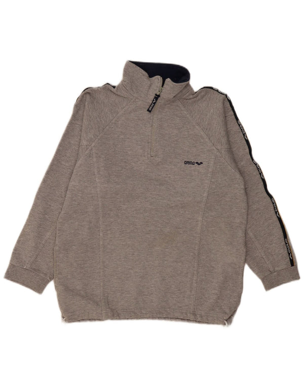 Arena Mens Graphic Zip Neck Sweatshirt Jumper Medium Grey Colourblock