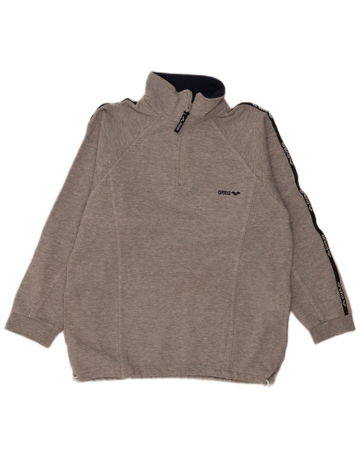 Arena Mens Graphic Zip Neck Sweatshirt Jumper Medium Grey Colourblock