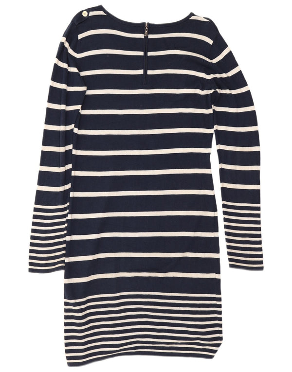 Crew Clothing Womens Jumper Dress UK 12 Medium Navy Blue Striped