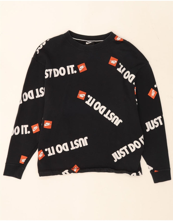Nike grafisk sweatshirt med hætte til mænd, lille sort bomuld