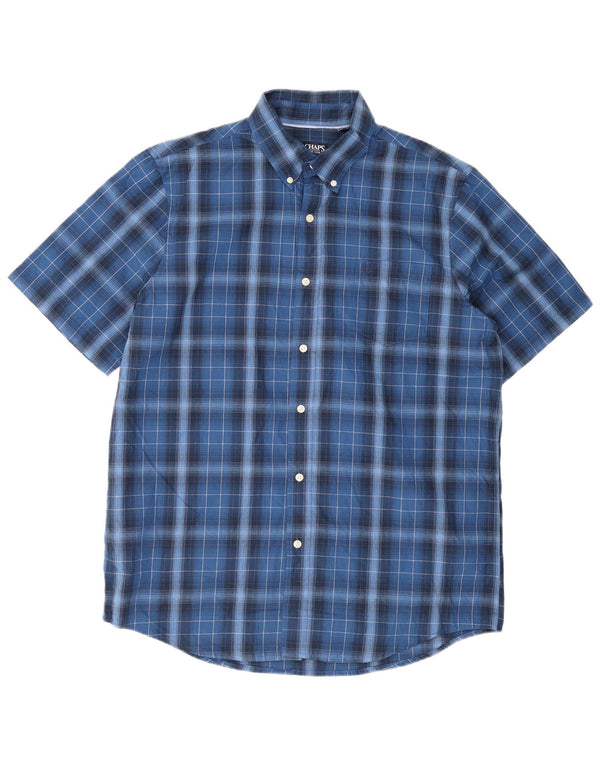 Camicia a maniche corte da uomo Chaps Large in cotone a quadri blu navy