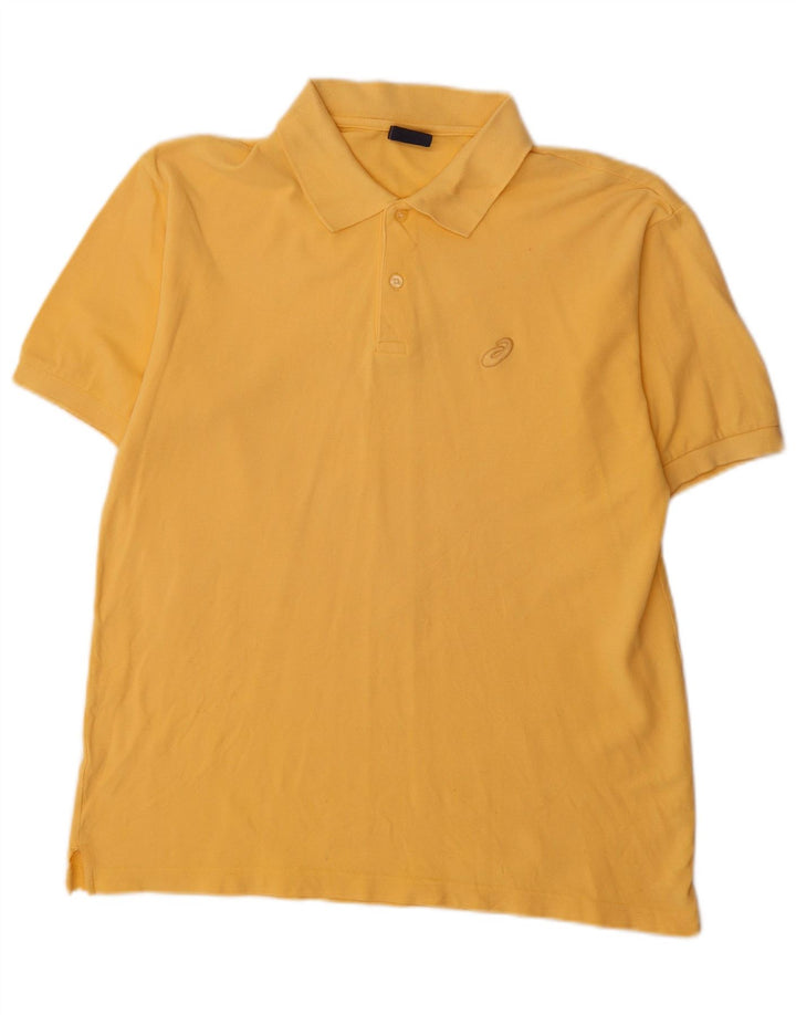 Asics Mens Polo Shirt Medium Yellow Cotton