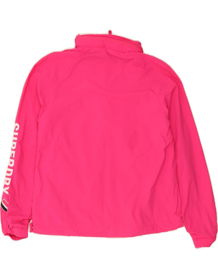 SUPERDRY Womens Graphic Hooded Anorak Jacket UK 12 Medium Pink Polyester Vintage Superdry and Second-Hand Superdry from Messina Hembry 