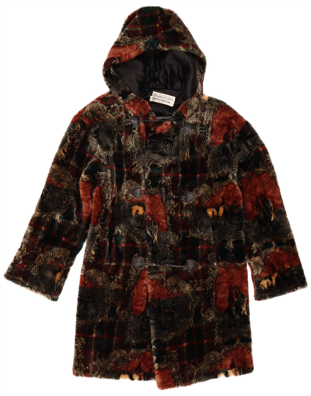 Donnybrook Dame Hooded Duffel Coat UK 12 Medium Multicolored Check