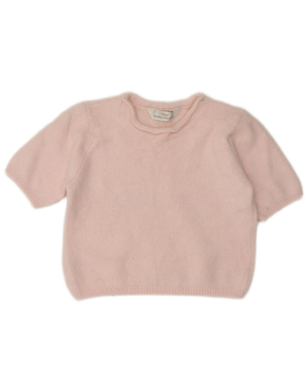 Marks & Spencer Dame Kortærmet Jumper Sweater med rund hals UK 10 Small Pi