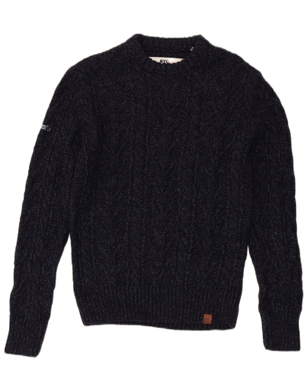 Superdry Pull ras du cou pour homme, grand, bleu marine, acrylique