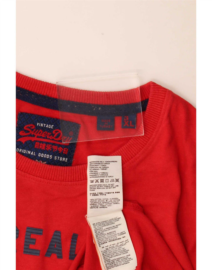 Superdry Mens Graphic Top Long Sleeve 3XL Red Cotton Modern