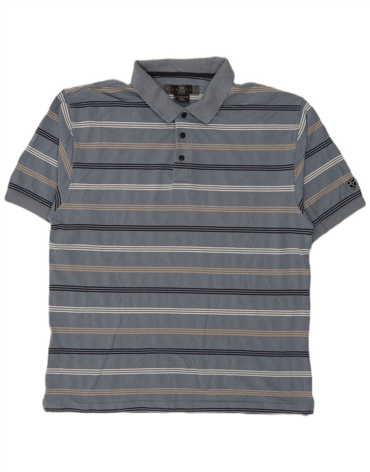 NIKE Mens Polo Shirt Large Blue Striped