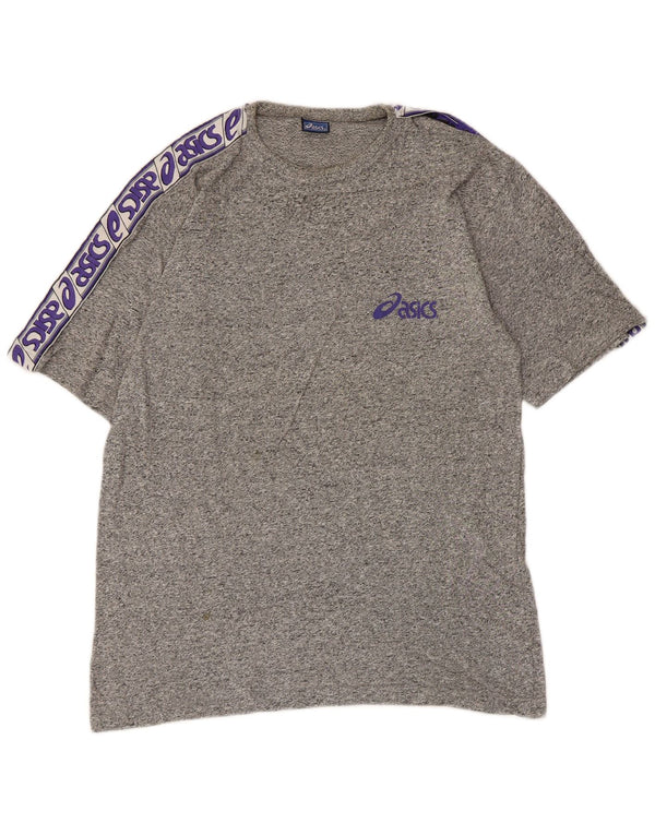 Asics Mens Graphic T-Shirt Top Small Grey Flecked Cotton