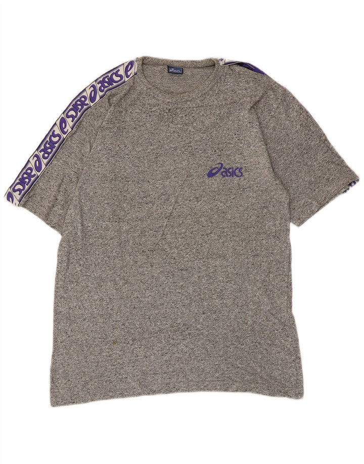 Asics Mens Graphic T-Shirt Top Small Grey Flecked Cotton