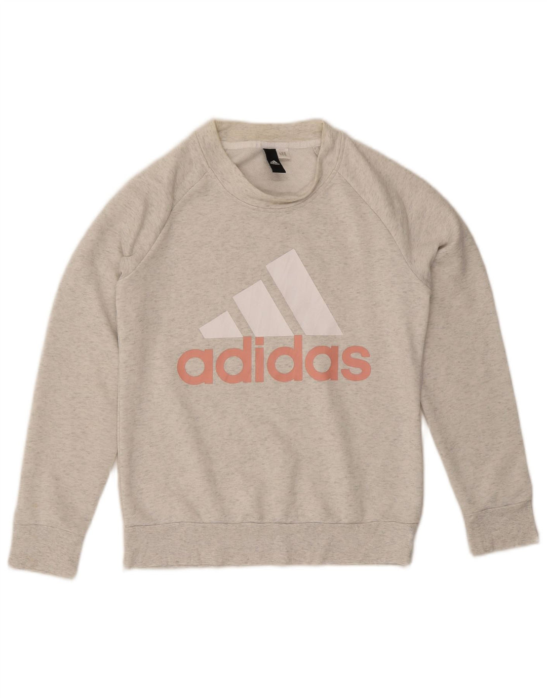 Adidas Womens Graphic Sweatshirt Jumper UK 8 Small Grey Flecked
