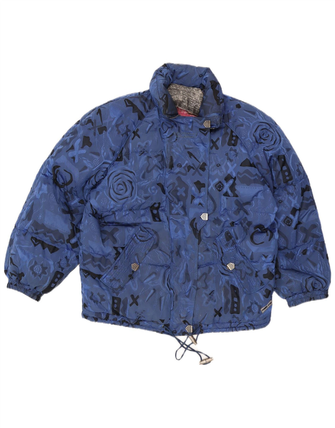 Vintage Womens Padded Oversized Ski Jacket UK 8 Small Blue Geometric