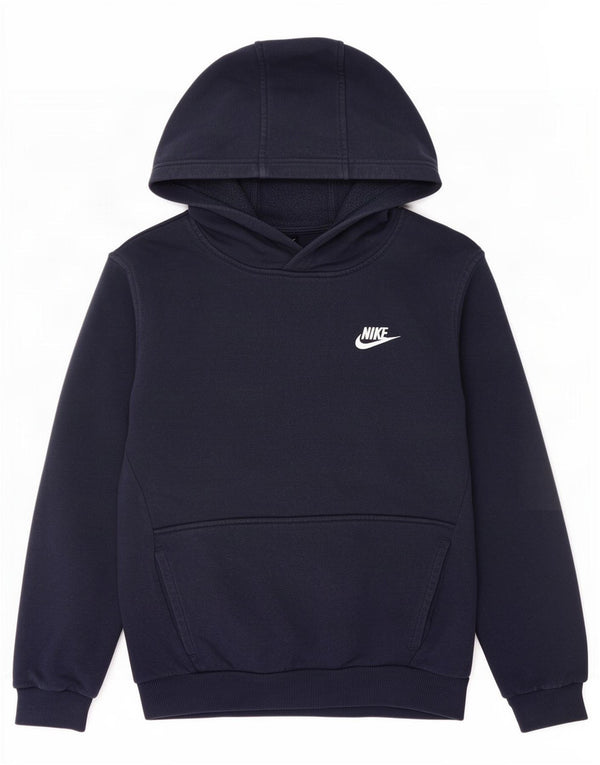 Nike Boys Hoodie Jumper 12-13 Years Large Navy Blue Cotton