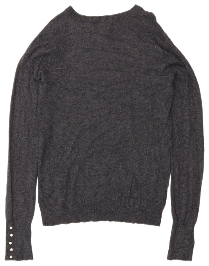 Zara Womens Boat Neck Jumper Sweater UK 12 Medium Grey Viscose