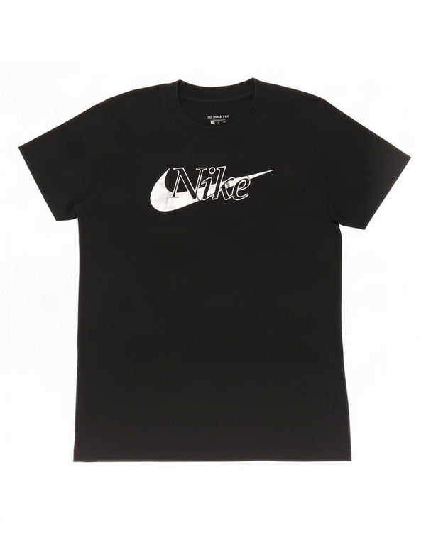 Nike Womens Graphic T-Shirt Top UK 10 Small Schwarz Baumwolle