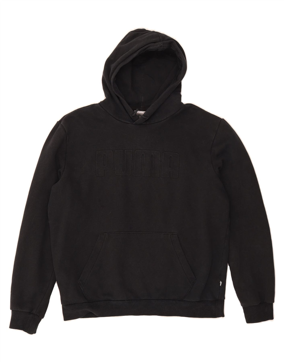 PUMA Mens Graphic Hoodie Jumper Medium Black Cotton Vintage Puma and Second-Hand Puma from Messina Hembry 