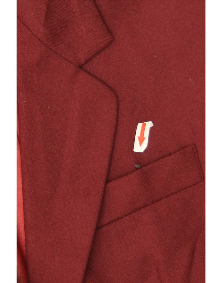 Benetton Womens Crop 2 Button Blazer Jacke IT 44 Medium Burgunder Wolle
