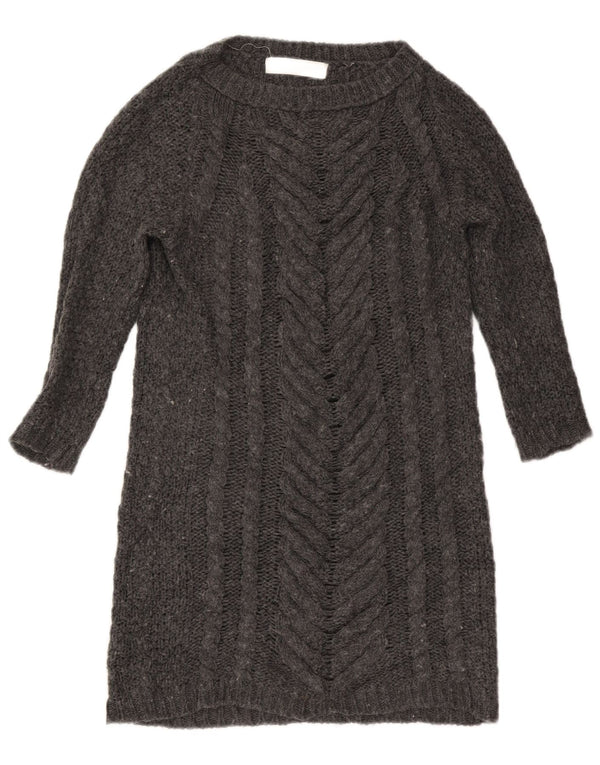 Abito maglione a maniche lunghe da donna Zara UK 12 Acrilico grigio medio