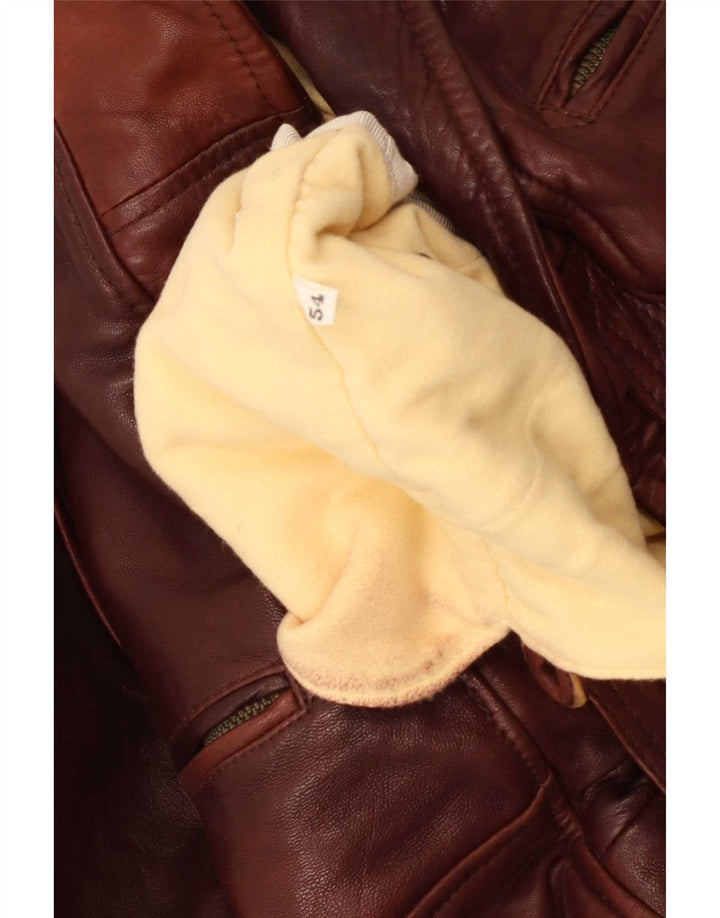 Giacca in pelle da uomo vintage IT 54 2XL Marrone