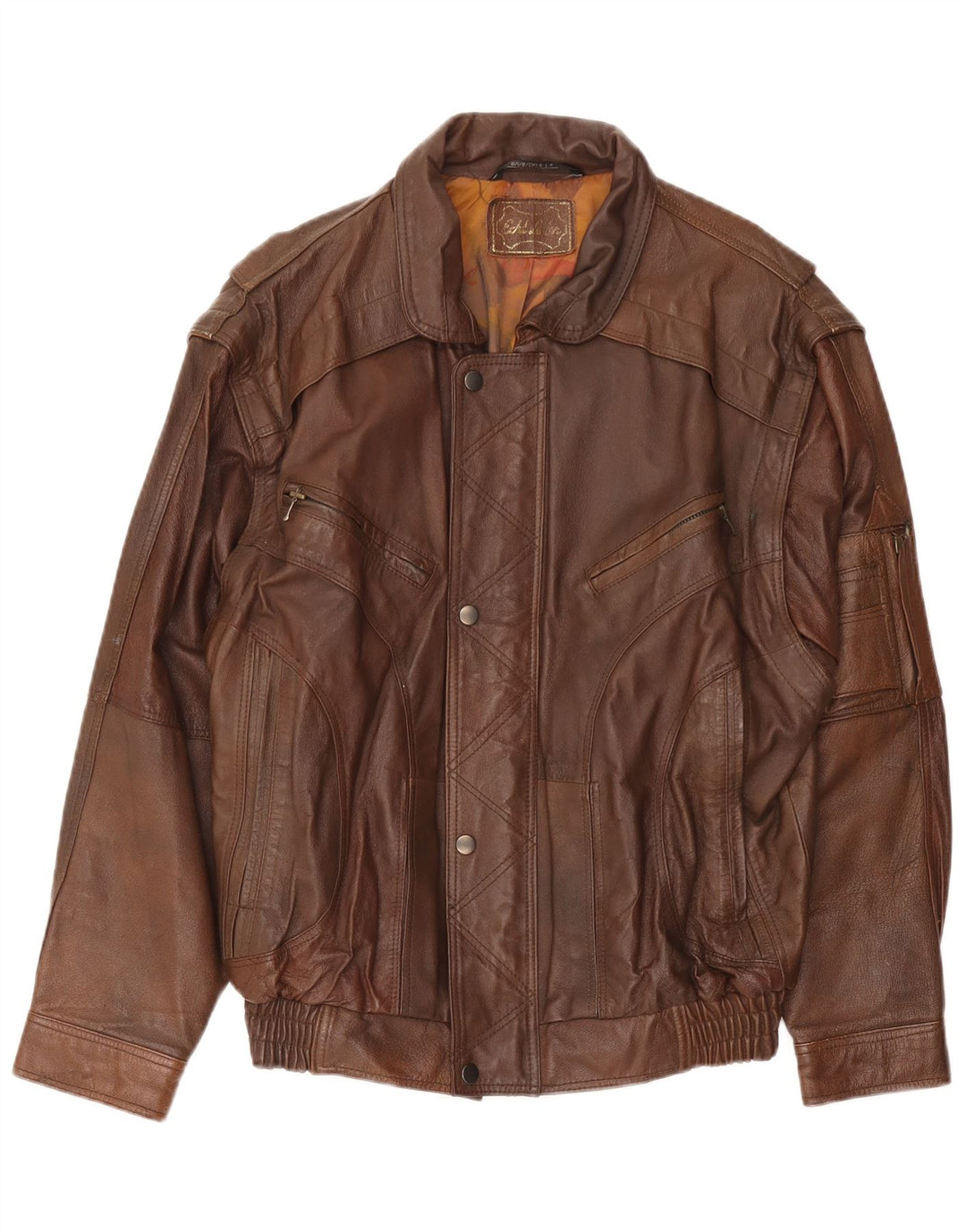 Vintage Mens Leather Jacket UK 38 Medium Brown Leather Retro