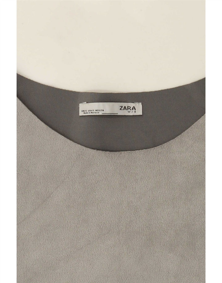 Zara Mujer Blusa Top UK 10 Small Gris Colorblock
