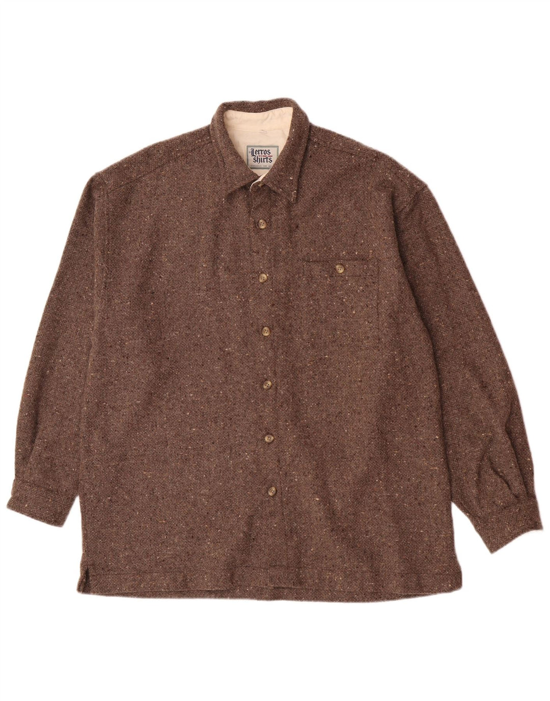 Lerros Mens Overshirt Shirt XL Brown Flecked Acrylic