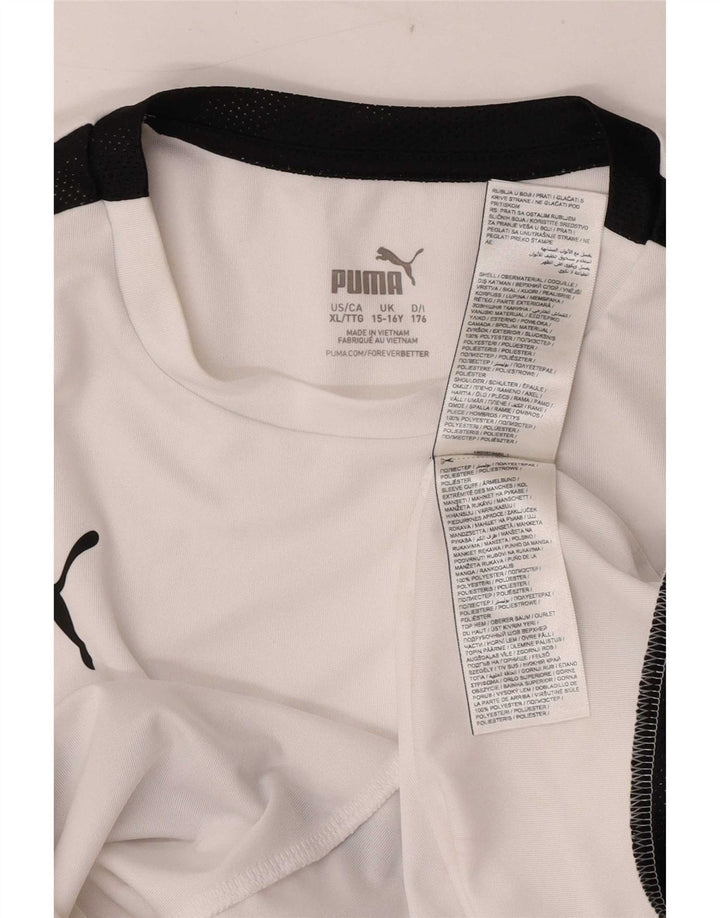 Puma Boys T-Shirt Top 15-16 Years White Colourblock Polyester