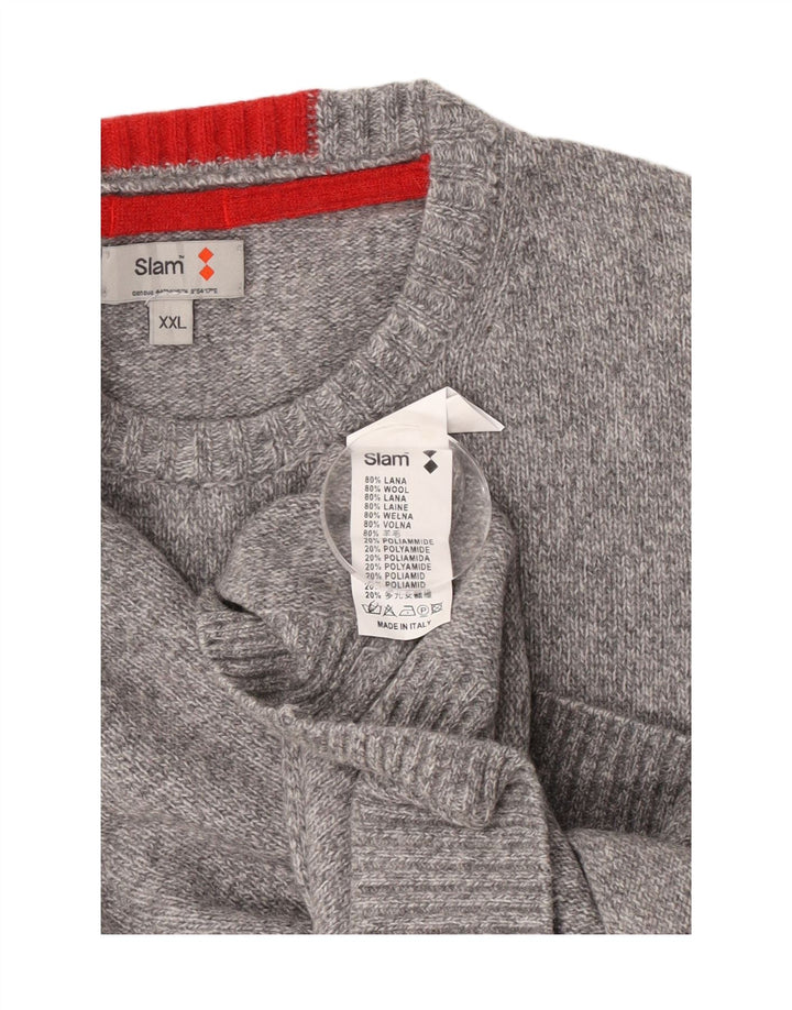 Slam Mens Crew Neck Jumper Sweater 2XL Grey Flecked Wool