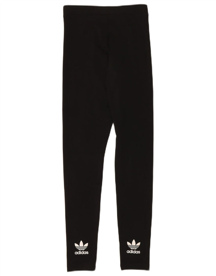 ADIDAS Womens Graphic Leggings UK 10 Small Black Polyester