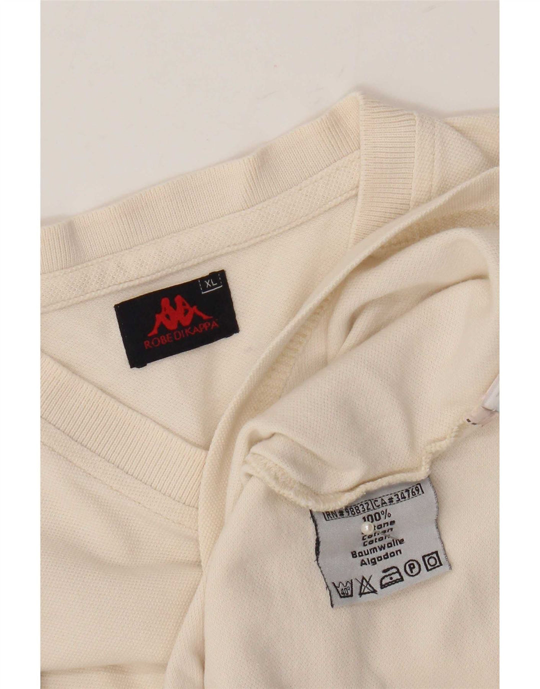 Kappa Herre T-Shirt Top XL Beige Bomuld