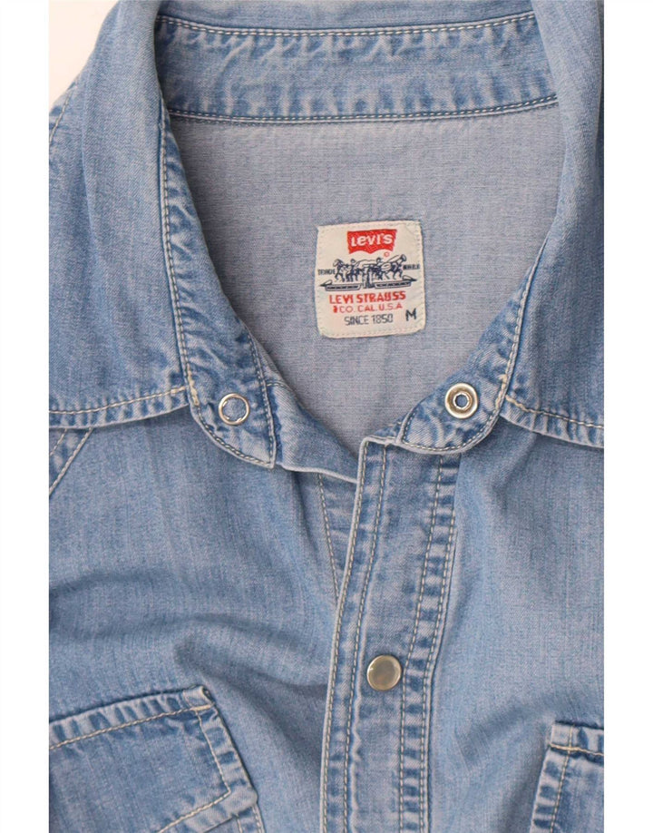 Camisa jeans masculina de manga curta Levi's azul médio