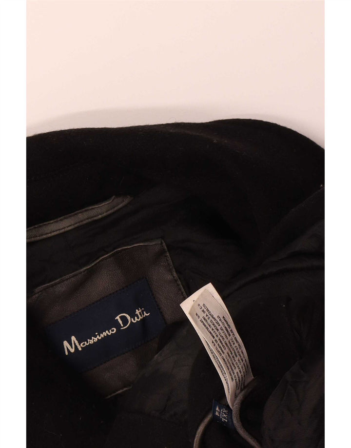 Massimo Dutti Mens Pea Coat UK 44 2XL Black Wool