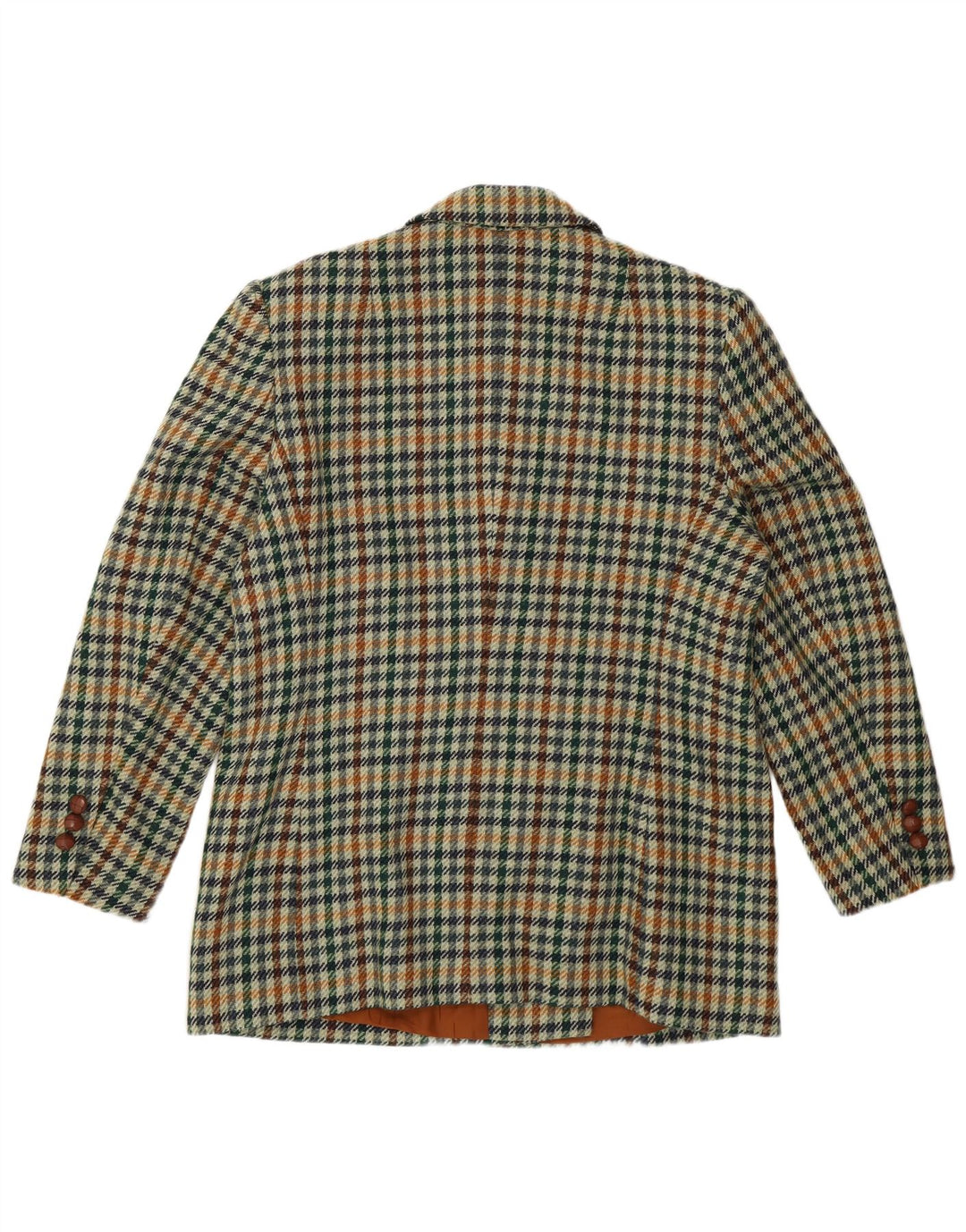 vintage Femme Double Breasted Blazer Veste UK 16 Grand Pied-de-Poule Vert