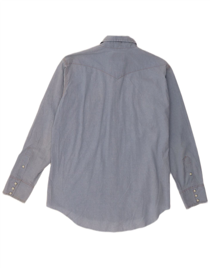 Wrangler Herren Western-Hemd mit normaler Passform, Größe 17 XL, blaues Polyester