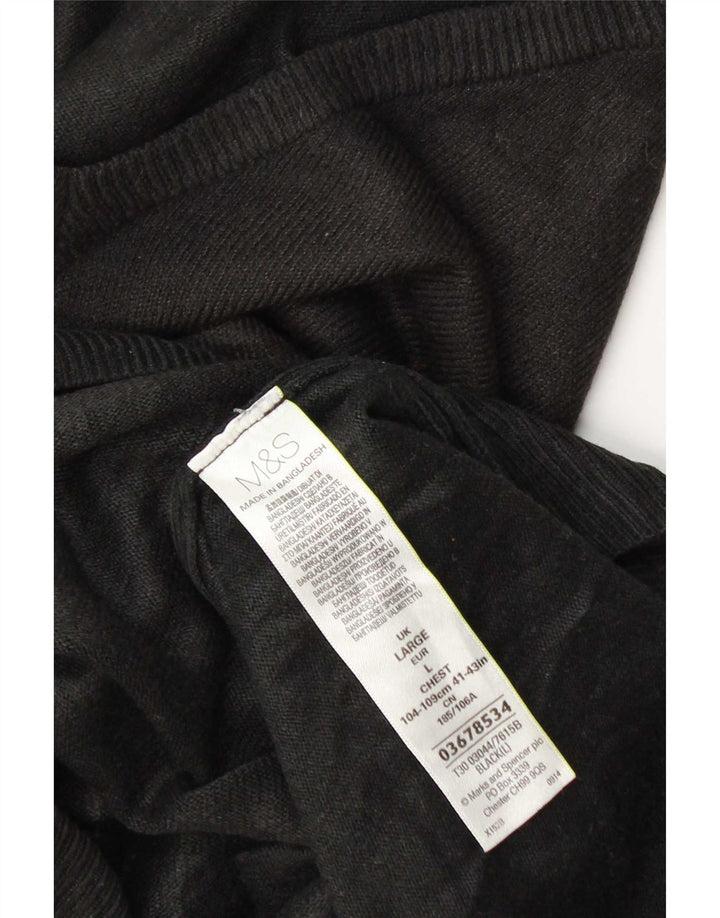 Marks & Spencer Mens V-Neck Jumper Sweater Large Black Acrylic